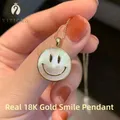 Vivicen Real 18K Gold AU750 White Shell Smile Face collana con ciondolo regalo di lusso carino