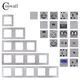 COSWALL S08 Silver Stainless Steel Panel Grey Wall Switch EU French Socket HDMI-compatible USB