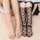 silk stockings heelless parent-child ins personality dot Sexy Lace Mesh Socks Transparent Stretch