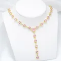 ZHUKOU pink heart necklace for women pink stones women bracelets gold color Noble dinner party