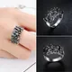 SODROV Luxury Black Crystal Charm AAA Baguette Cubic Zirconia Wedding Rings for Women T Shape Stone