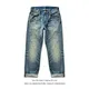 Saucezhan Herren Jeans Distressed Schnurrbart Effekt Wash Web kante Denim Jeans Motorrad reguläre