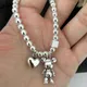 925 Sterling Silver Bracelets for Women String of Beads Accessories Trend Vintage Simple Cute Bear