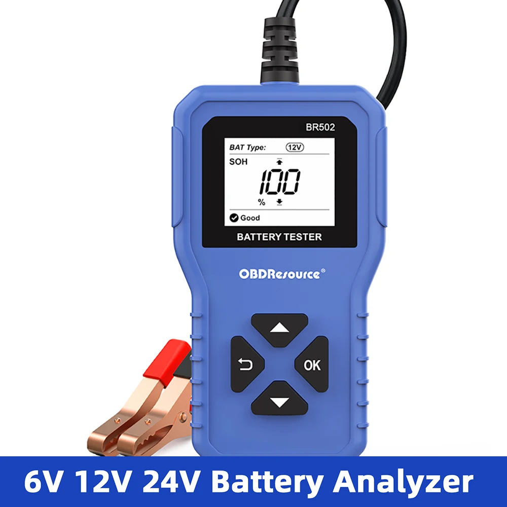 OBDResource Autobatterietester 6V 12V 24V BR502 OBD2 Batteriesystem Erkennen Sie das Autobatterieanalysator-Tool 100-2000 CCA 2Ah-220Ah Image