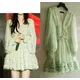 Star style new long sleeved green V-neck chiffon floral dress for spring and autumn 2023 women's