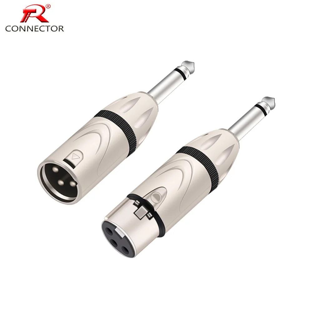 1pc 1/4 zoll TS 6,35mm Mono Jack zu 3Pins XLR Männlich/Weiblich Stecker Adapter Konverter Audio stecker Mikrofon Mixer Nickel Kontaktieren Image