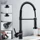 Deck Mounted Flexible Kitchen Faucets Pull Out Mixer Tap Black Hot Cold Kitchen Faucet Spring Style