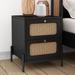 Wood Nightstand with 2 Storage Drawers, Side Table End Table with 2 Round Knobs for Bedroom, Living Room