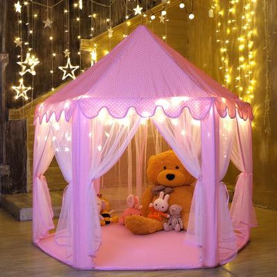 55'' x 53'' Princess Castle Play Tent with Star Lights (4pc)