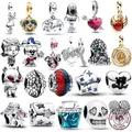 100% Sterling Silber Perlen geeignet für Pandora Original Armbänder Frauen Disney Anhänger DIY