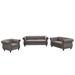 Deep Seat 3pc Sectional Sofa Set, 1+2+3 Seat Frosted Velvet Sofa, Grey - 1+2+3 Seater