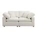 Livingroom Loveseat Sofa Square Arms Reclining Sofa with 2 Pillows, Accent Linen Upholstered Loveseat Recliners, White