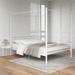 Contemporary Four-Post Metal Canopy Bed in Full White