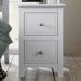 Solid Wood Nightstand with 2 Drawers and Tapered Wood Legs, Drawers with Round Metal Knobs and Metal Rails