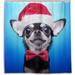 Dreamtimes Smart Dog in Christmas Costume Bath Shower Curtain Liners 66x72in 100% Polyester Waterproof with C-Shaped Curtain Hook Modern Bathroom Decoration 1 Panel