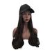 BESTONZON Women Hair Wig One-Piece Hat Wig Long Curly Hair Wig Fashion Elegant Hairpiece with Casual Fashionable Hair Extension with Hat (Dark Brown)