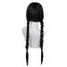 HX-Meiye Women Long Black Braids Wig High Temperature Fiber Soft Party Movie Role Play for Kids Girl Cosplay Party Bangs