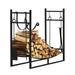 UBesGoo 43.5 Inch Wrought Iron Fireplace Firewood Log Rack w/4 Tools and 2 Brackets