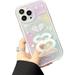 Compatible with iPhone 14 Pro Max Gradient Case Kickstand Love Heart Push Pull Stand Holder Wrist Strap Clear Cute Fashion Protection Shockproof Cover for Women Girls