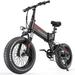 Wooken Electric Bike 20 X4.0 Fat Tire Electric Bike for Adults 500W 20MPH Foldable Electric Bicycle with 48V 10Ah Built-in Battery Shimano 7 Speed Wheels Electric Bike Dual Shock Absorber