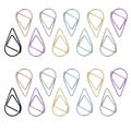 20pcs Water Drop Shape Paper Clip Gold Silver Black Paper Clips Simple Metal Bookmark Paper Clip Random Color