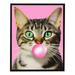 C04-GENYS Cat Lover Wall Art - Cute Cat Gifts for Women - Tabby Gray Black Cat Decorations - Kitty Bubble Gum Room Decor for Kids Bedroom Nursery Living Room Girls Room - Kitten Cat Gifts Poster