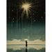 Falling Star Rain Dreamy Artwork Bright Star Wish Woman with Umbrella Fairytale Dreamscape Large Wall Art Poster Print Thick Paper 18X24 Inch