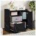 BULYAXIA Lateral Wooden File Cabinet with 2 Drawers Home Office Mobile Filing Cabinet on Wheels with Door Open Storage Shelf Fits for A4/Letter/Legal Size Hanging File Folders Black