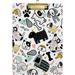 12.5 x9 Cartoon Dogs Clipboards Standard A4 Letter Size Nursing Clipboard with Low Profile Metal Clip Decorative Clip Board for Office Supplies Silver
