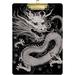 Hyjoy Chinese Dragon Black Clipboard - Durable Clipboards with Low Profile Metal Clip for Nurses School Office A4 Size 9 x 12.5 Acrylic Clip Boards