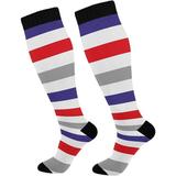 Hyjoy Red Blue Stripes Compression Socks for Unisex Circulation-Best Support for Athletic Sports Running Travel Nurses-1 Pack s