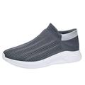 PMUYBHF Mens Tennis Sneakers Mens Travel Shoes Slip on Men Sports Shoes Fashionable Summer Pattern Mesh Breathable and Comfortable Slip on Non Slip Large Couple Shoes