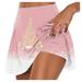 PURJKPU Christmas Women s Tennis Golf Skirts Athletic Stretchy Skorts Pleated Tennis Skirt with Shorts for Running Golf Workout Pink XL