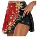 PURJKPU Christmas Tennis Skirts for Women High Waisted Athletic Golf Skorts Shorts Running Workout Clothes Deep Red 3XL