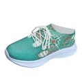 JHLZHS Womens Tennis Shoes Wide Width For Walking Ladies Flower Sports Shoes Large Size New Breathable And Comfortable Flat Sole Single Shoes Lace Up Casual Shoes Green