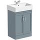 The Bath Co. Aylesford mineral blue floorstanding vanity unit and ceramic basin 575mm