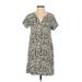 Cable & Gauge Casual Dress - Shift V-Neck Short sleeves: Tan Leopard Print Dresses - Women's Size Small