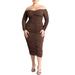 Plus Size Women's Ruched Off The Shoulder Dress by ELOQUII in Chicory Coffee (Size 22)