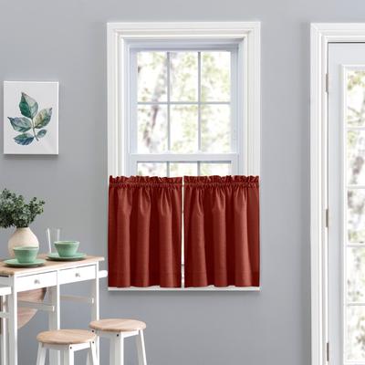 Wide Width Lisa Solidtextured Tailored Tiers by Ellis Curtains in Red (Size 56