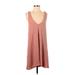 Kendall & Kylie Casual Dress - Mini V Neck Sleeveless: Pink Print Dresses - Women's Size Small