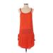 Ramy Brook Casual Dress - DropWaist Scoop Neck Sleeveless: Orange Print Dresses - Women's Size X-Small