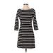 Gap Casual Dress - A-Line Boatneck 3/4 sleeves: Black Color Block Dresses - Women's Size X-Small Petite