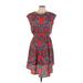 Collective Concepts Casual Dress - Mini Crew Neck Short sleeves: Red Floral Dresses - Women's Size Large