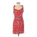 The Andamane Casual Dress - Mini V Neck Sleeveless: Red Floral Dresses - Women's Size Small