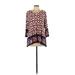 Ruby Rd. Long Sleeve Blouse: Burgundy Aztec or Tribal Print Tops - Women's Size Large Petite