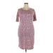 Lularoe Casual Dress - Sheath Crew Neck Short sleeves: Burgundy Dresses - Women's Size 2X