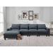 Gray Reclining Sectional - Brayden Studio® Barberena 124" Modular Toss Pillows L-Shaped Sofa w/ Ottoman Polyester | Wayfair