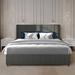 Latitude Run® Quimir Tufted Storage Wingback Bed Frame Upholstered/Velvet/Metal in Gray | 39 H x 63.5 W x 79.3 D in | Wayfair