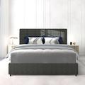 Latitude Run® Rosetti Tufted Storage Standard Bed Frame Upholstered/Metal/Linen in Gray | 43 H x 58.7 W x 78.1 D in | Wayfair