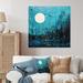 Bungalow Rose Teal & Black Minimalism Moon II - Unframed Print on Metal in Black/Blue | 23 H x 23 W x 1 D in | Wayfair